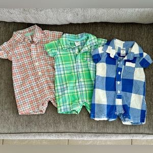Carter’s 3m Baby Boy Collared Plaid Button-Front Bodysuits Bundle